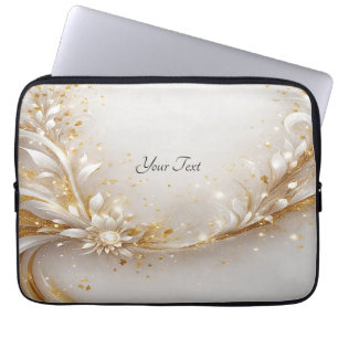 Vita Guld Blommigt Laptop sleeve