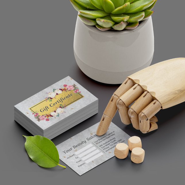 Vita Guld Blommigt Salon Boutique Gift-certifikat Rabattkort (Skapare uppladdad)