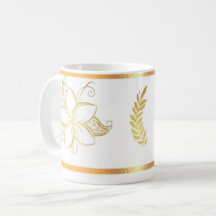 Vita Guld-Blommigten Kaffe Mugg