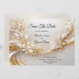 Vita Guld-Blommigten Spara datum Spara Datumet