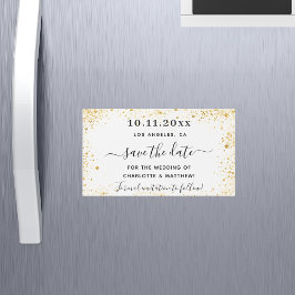 Vita guld bröllop spara datum-magnet