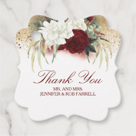Vita Guld Burgundy Red Blommigt Modern Bröllop Gåvor Etiketter