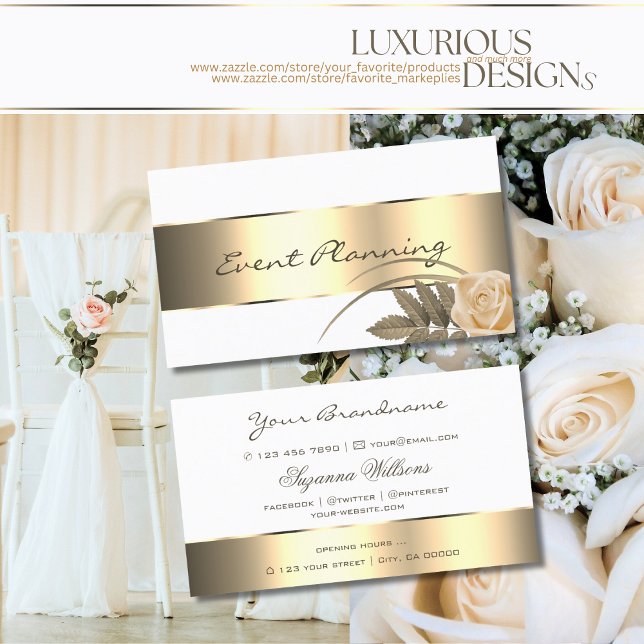 Vita Guld-dekoratet Cute Ro - blommande modern Blo Visitkort (Skapare uppladdad)