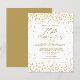 Vita Guld Diamond Glitter Kvinnors födelsedag i 75 Kort