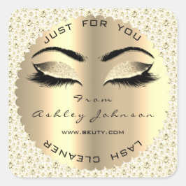 Vita Guld Diamond Glitter Lash Cleaner Square Fyrkantigt Klistermärke