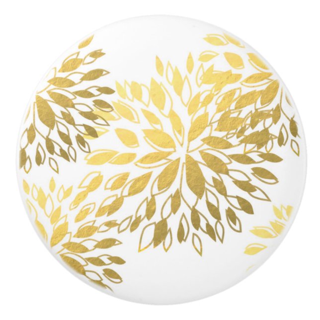 Vita & Guld Falsk Folie Moderna Blommor Blommig Knopp (Framsidan)