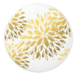 Vita & Guld Falska Folie Moderna Blommor Blommig Knopp