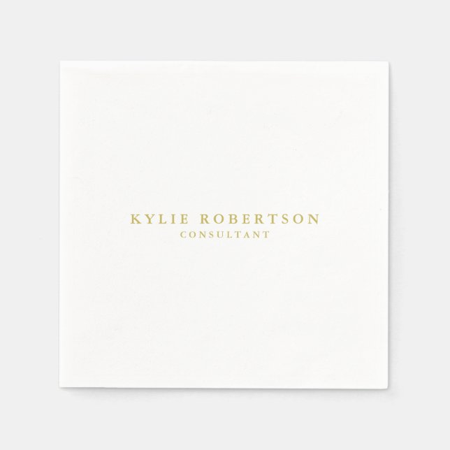 Vita & Guld Färg Professionell Trendig Plain Pappersservett (Framsidan)