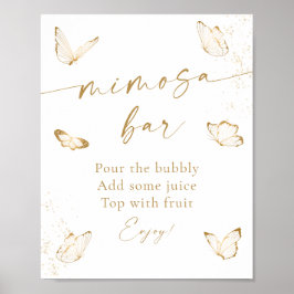 Vita Guld Fjäril Bröllopsdusch Mimosa Bar Poster