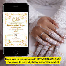 Vita Guld Flower Ram Elegant Modern Nikah