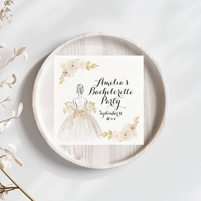 Vita  Guld-Glitter Dress Bachelorette Party Pappersservett (Skapare uppladdad)