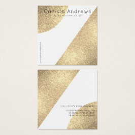 Vita Guld Glitter Geo Heart Earring Visning Fyrkantigt Visitkort