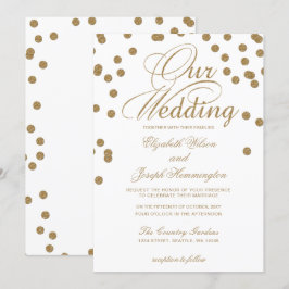 Vita Guld Glitter-konfetti Elegant bröllop Inbjudningar