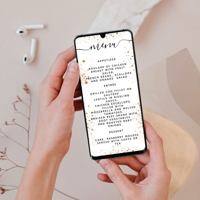 Vita guld glitter-miniatyrkort inbjudningar (Skapare uppladdad)