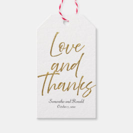 Vita & Guld Glitter, minimalistiskt Kärlek och tac Presentetikett