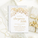 Vita Guld Glitter-överraskningen 50:e födelsedagen Inbjudningar<br><div class="desc">50:e överraskande födelsedagsfest inbjudan för kvinnor med glittrande guld stron ljus och mousserande bokeh mot vit bakgrund. Eftersom text är anpassade är inbjudan designad för ett dam som firar någon födelsedag. (18:e, 21:e, 30:e, 40:e, 50:e, 60:e, 70:e, 80:e, 90:e, 100:e... (eller någon ålder). Texten, typsnitt och ordalydelsen är helt och...</div>