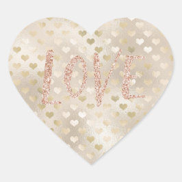 Vita Guld Hearts Rosa Glitter Kärlek Hjärtformat Klistermärke