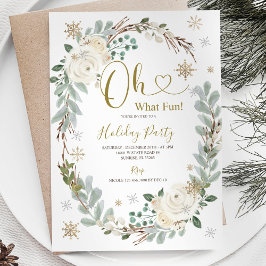 Vita Guld-julen Blommigt Helgdag Winter Party Inbjudningar