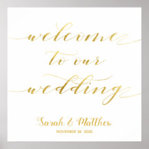Vita Guld-kalligrafin Välkomna till vår Bröllop