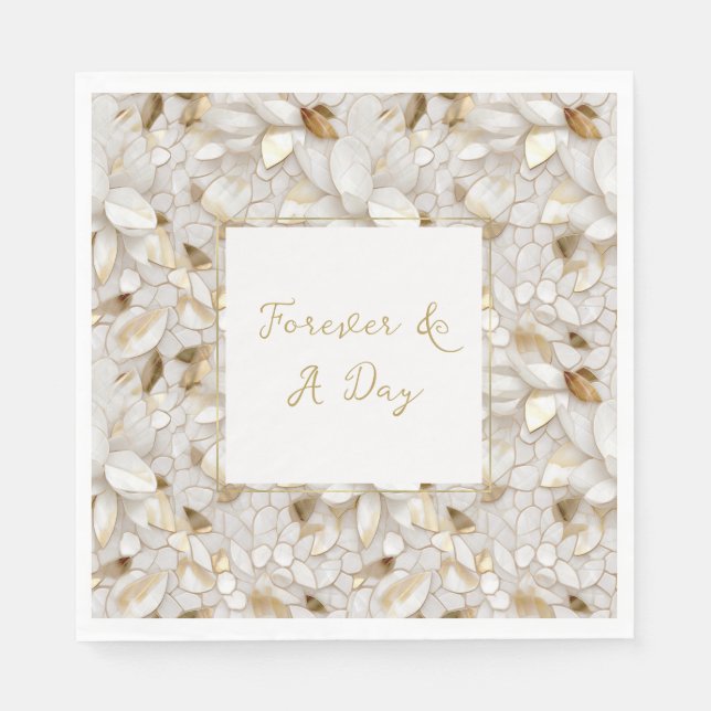 Vita Guld Lotusblommor Pappersservett (Framsidan)