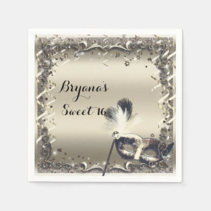 Vita Guld Masqueramasken Elegant Boll Party Pappersservett