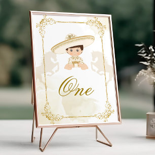 Vita Guld, mexikanska baptism, födelsedag Bordsnum Poster