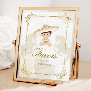 Vita Guld, mexikanska pojkens baptism 1:a födelsed Poster