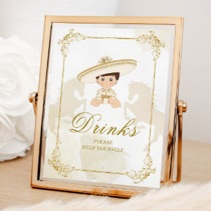 Vita Guld, mexikanska pojkens baptism 1:a födelsed Poster
