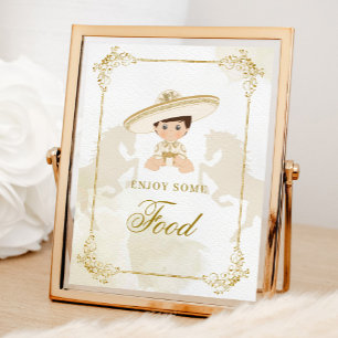 Vita Guld, mexikanskt barn, baptism 1:a födelsedag Poster