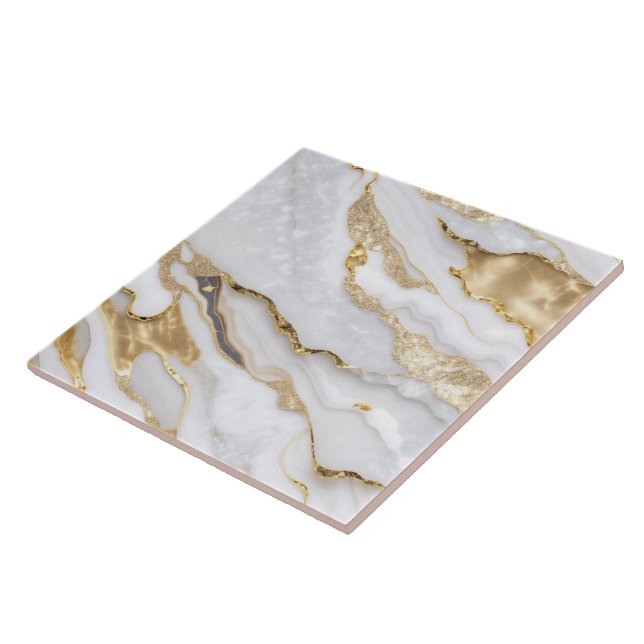 Vita Guld Modern marble Agate-samling Kakelplatta (Sidan)