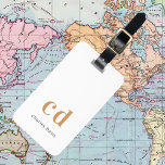 Vita guld-monogrammet namn initialer bagagebricka<br><div class="desc">En vit bakgrund i klassisk chic. Anpassa och lägg till ditt monogram initialer som är skrivet med guldblock brev och ditt namn i svart och gyllene. Modern,  trendig och enkel. Tillbaka: lägg till kontaktinformation.</div>