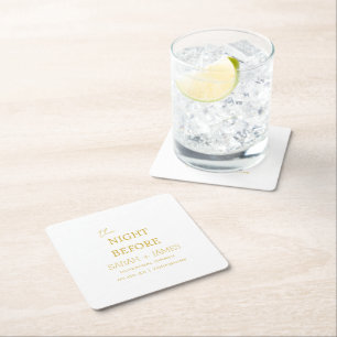 Vita Guld natten före repetitionsmiddagen Party Underlägg Papper Kvadrat