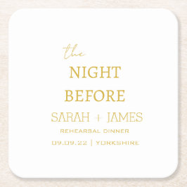 Vita Guld natten före repetitionsmiddagen Party Underlägg Papper Kvadrat