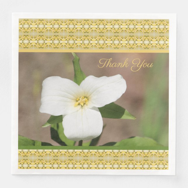 Vita Guld och Grönt Trillium Pappra blöjor Pappersservett (Framsida)