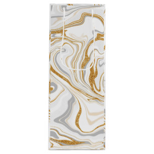 Vita, Guld och Silver Marble Swirls Fluid Art