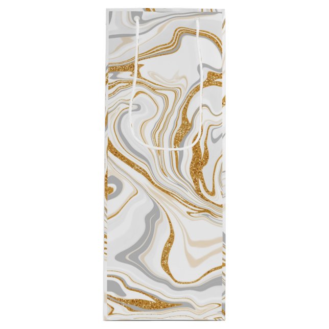 Vita, Guld och Silver Marble Swirls Fluid Art (Framsidan)