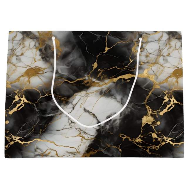 Vita, Guld och Svarta lyxmarble Elegant (Framsidan)