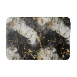 Vita, Guld och Svarta lyxmarble Elegant Badrumsmatta