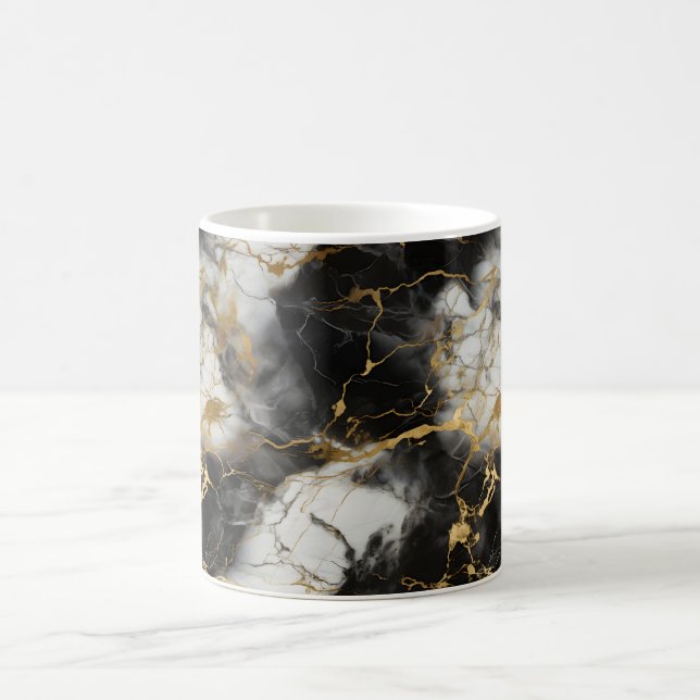 Vita, Guld och Svarta lyxmarble Elegant Kaffemugg (Center)