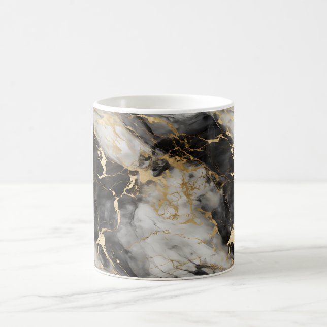 Vita, Guld och Svarta lyxmarble Elegant Kaffemugg (Center)