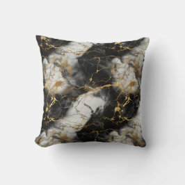 Vita, Guld och Svarta lyxmarble Elegant Kudde