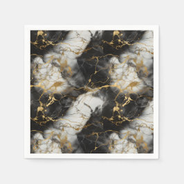 Vita, Guld och Svarta lyxmarble Elegant Pappersservett