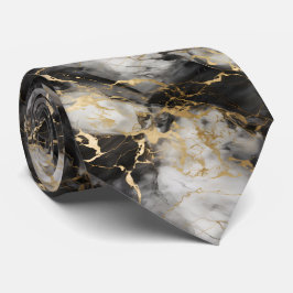 Vita, Guld och Svarta lyxmarble Elegant Slips