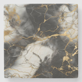 Vita, Guld och Svarta lyxmarble Elegant Stenunderlägg