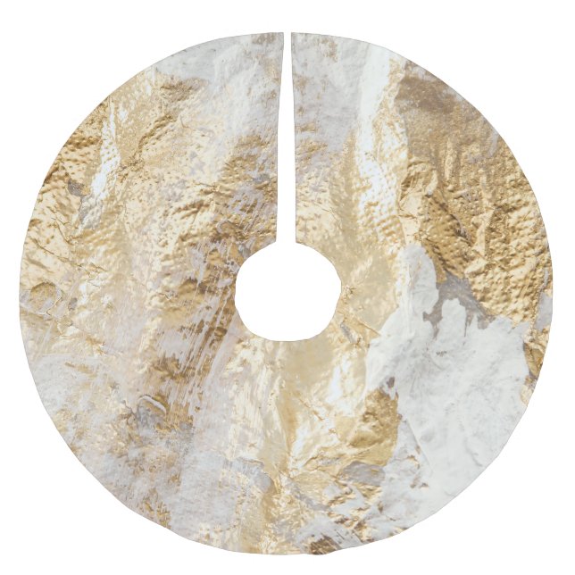 Vita guld-penseln målade struktur. julgransmatta borstad polyester (Framsidan)