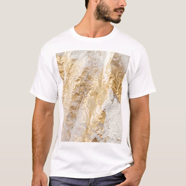 Vita guld-penseln målade struktur. t shirt (Framsida)