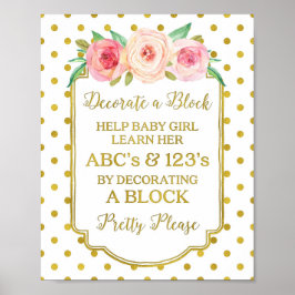 Vita Guld-punkter dekorerar ett blockspelstecken Poster