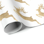 Vita Guld-renar Helgdagar jul - delikat Presentpapper<br><div class="desc">Helgdagar Modern Wrap dekorerat med ansikte av guldrenar. florenceK</div>