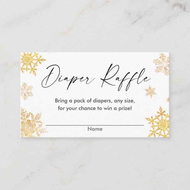 Vita guld-snöflingor Julbladen, raffkort Tilläggskort (Framsida)