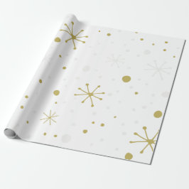 Vita Guld Snowflake Struktur Wrapping Papper Presentpapper